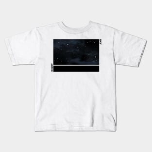 Night Sky Aesthetic Design in B&W Kids T-Shirt